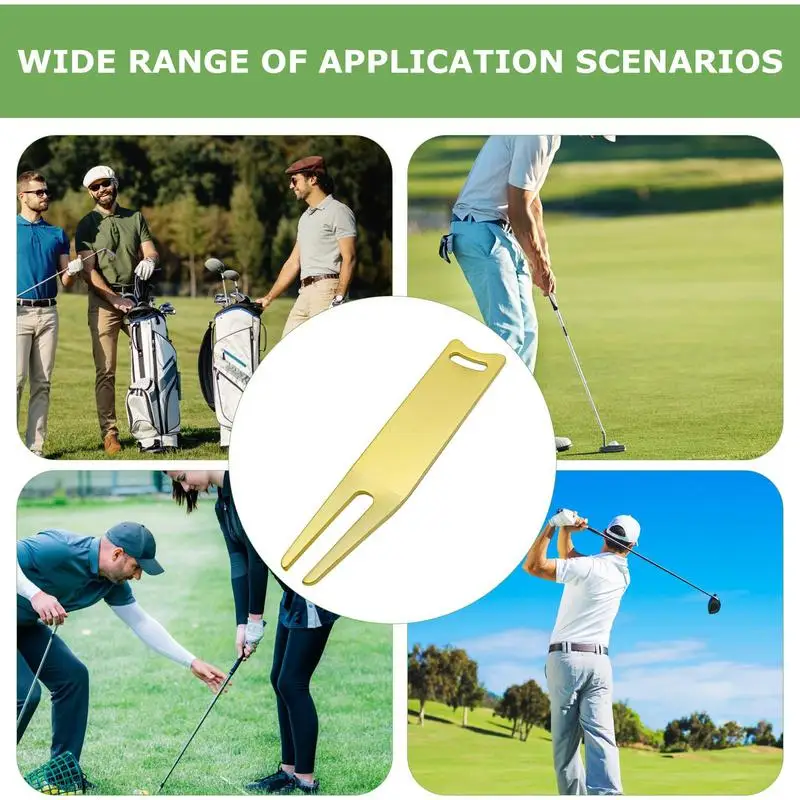 Golf Divot Repair Tool Multi-Function Metal Green Fork Bending Design Practicing Tool For Golf Professions Novices And