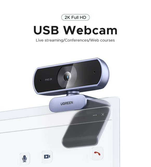 Logitech Webcam UGREEN 2K Webcam With Microphone, Full HD USB Web