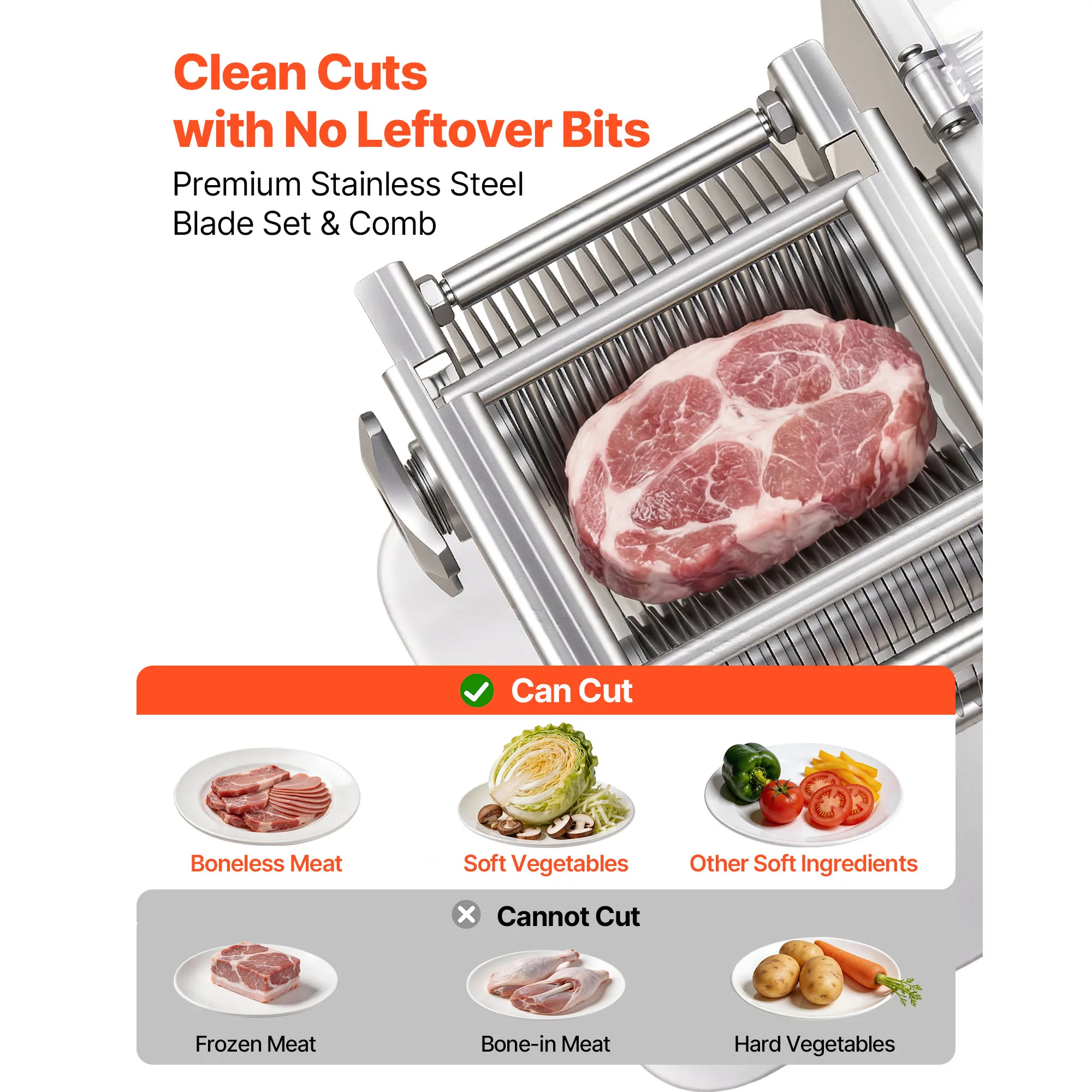 SucceBuy Meat Cutting Machine 850 W Commercial Slicer 5 mm Stainless Steel Blade Shredder for Boneless Meat Vegetables Kitchen 6