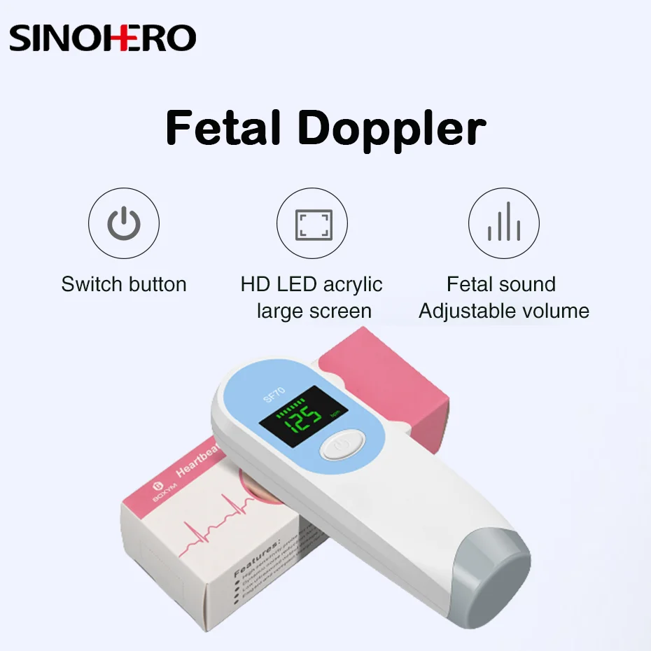 Pregnancy Handheld Baby Heartbeat Detector 3.0MHz Portable Fetal Doppler  for Home Noise Reduction Baby Heart Monitor - Pink Wholesale