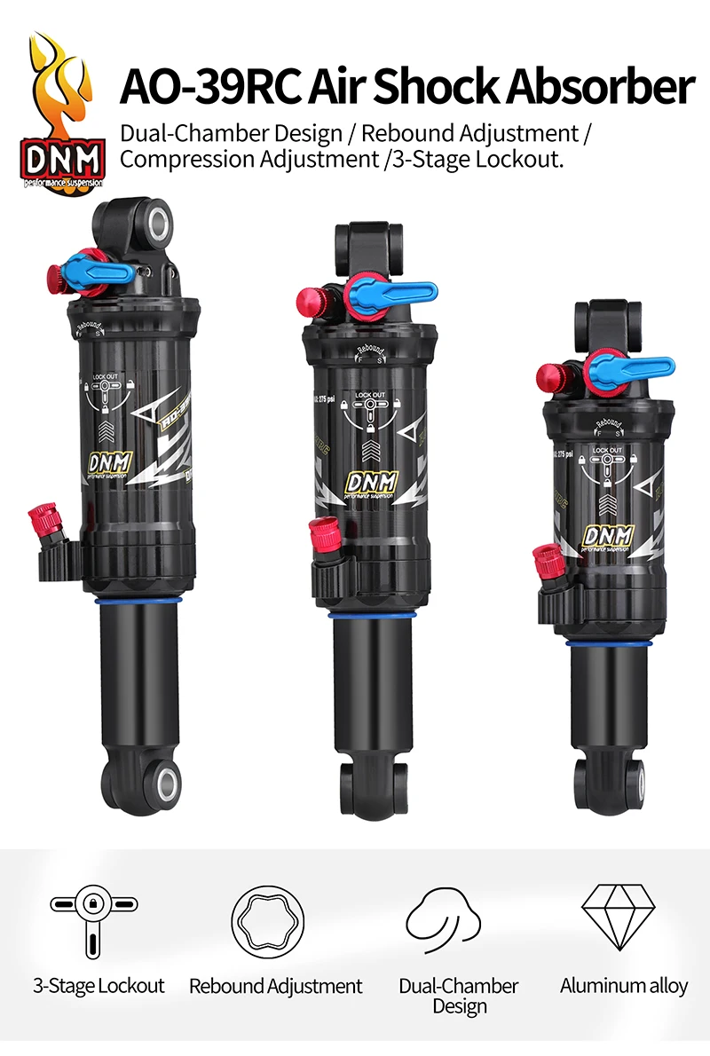 Description Picture 5 of itemDNM AOY-36RC and Newer AO-39RC MTB Downhill MTB Soft Tail Bike Rear Shock165/190/200mm Mountain bicycle Air Shock Absorber
