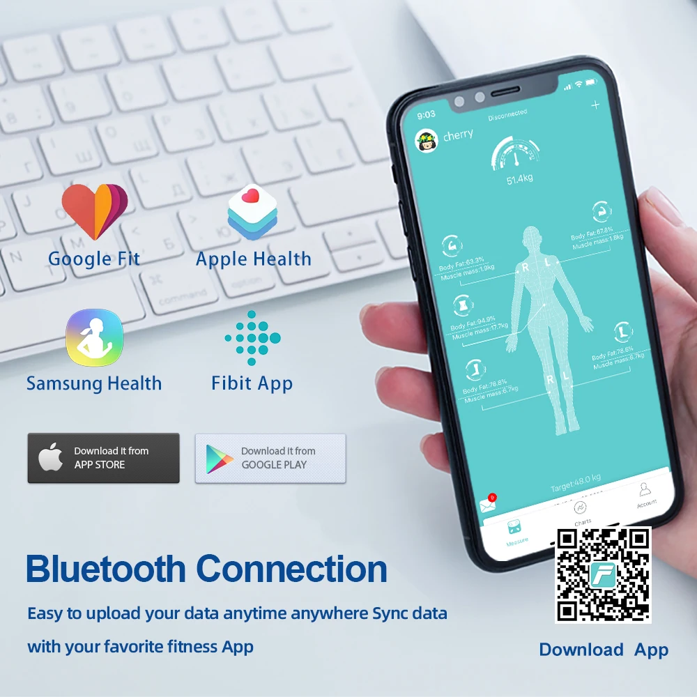 Bilancia Intelligente Professionale: Pesa, BMI, Grasso E Muscoli – Connessione Bluetooth Per Apple Health E Google Fit