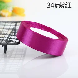 Elegant Silk Satin Ribbons for Crafts & Gift Wrapping - 22m Roll in Various Widths (Purple red)