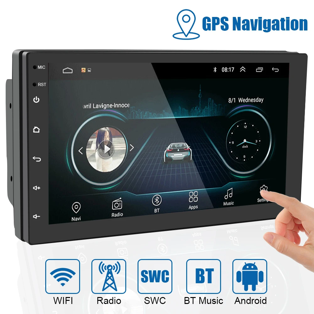 

Multimedia Video Player Bluetooth WiFi Multimedia Video Player MP5 2-Din 7" HD Touch Screen 1+16GB Android 10.0 Car Radio