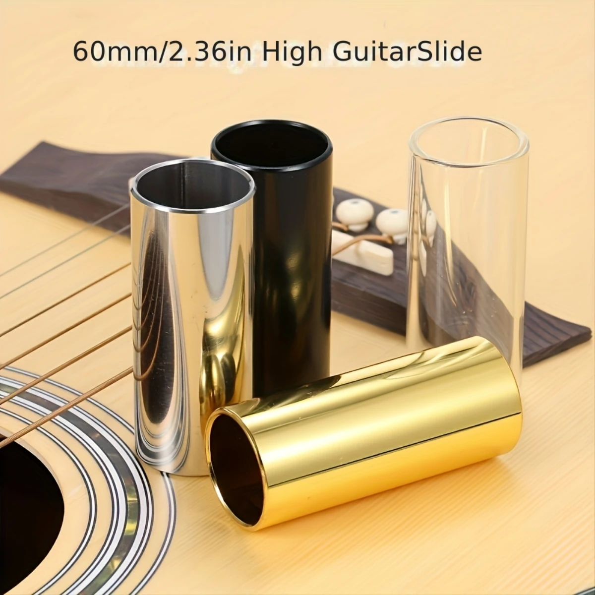 Guitar Slide Miwayer Slider 60MM High Guitar Slide Bar Stainless Steel Metal/Glass Finger Slides for Ukulele Guitar