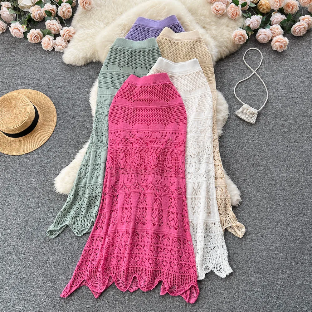 

Юбка-трапеция Женская средней длины, юбка пустая ассиметричная эластичная в Корейском стиле, прикрывающая бедра, с крючком и цветами, для весны