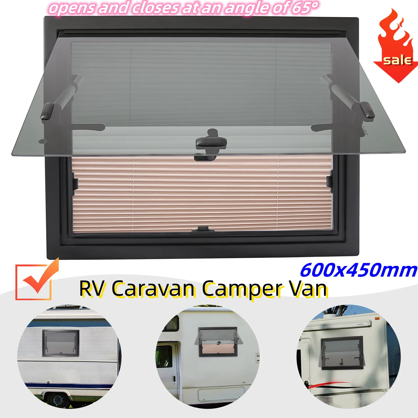 Vitre Push Top Externe, Caravane, Camping-Car, Remorque, Montres, 600x450mm