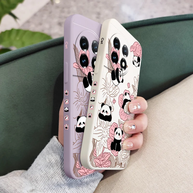 Floral Panda Liquid Silicone Phone Case