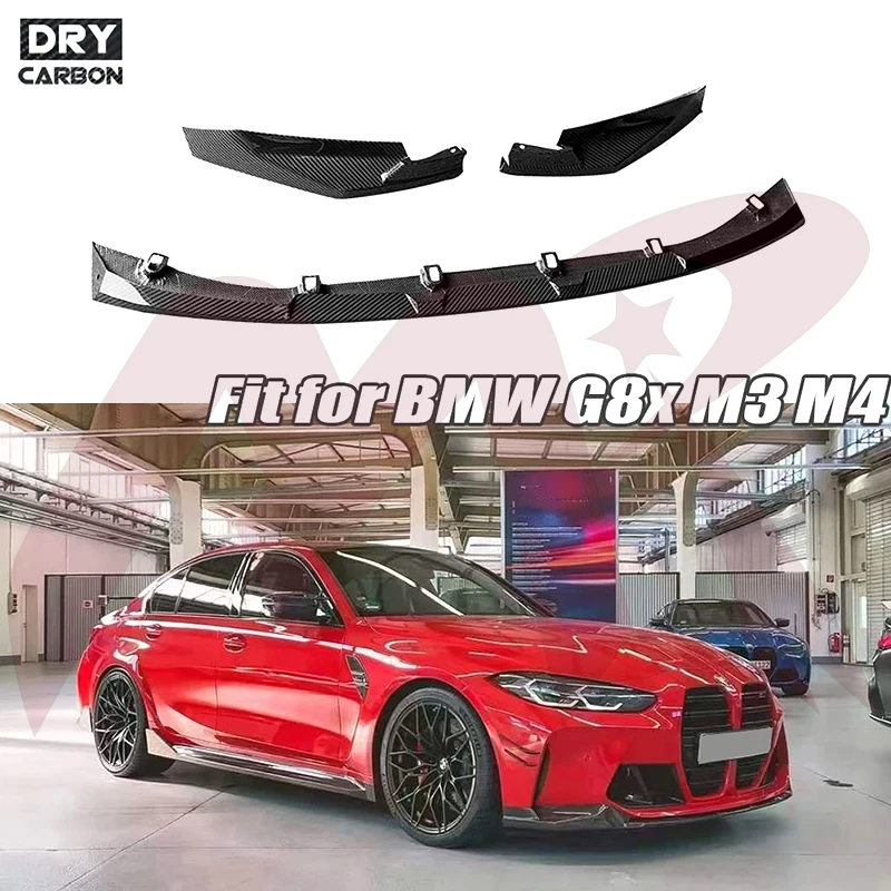 

Для BMW G80 M3 G82 G83 M4 2021 + комплект кузова автомобиля, дополнительные аксессуары, сухое углеродное волокно, автомобильный передний бампер, разветвитель