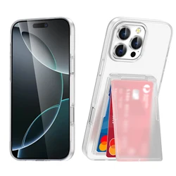 Luxury Fold Mobile Card Slot Phone Case with Bracket and Shockproof Cover - iPhone 15 Plus (Matte clear)