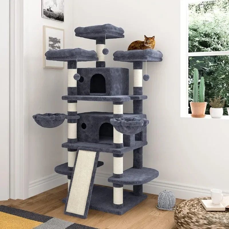 

68 Inches Multi-Level Large Tree Tower with Cat Condo/Cozy Plush Cat Perches/Sisal Scratching Posts