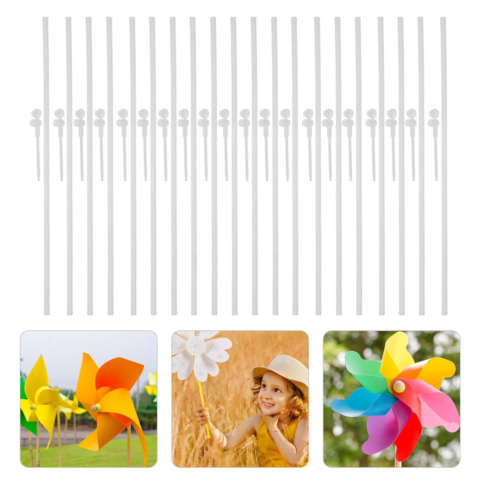 20 Set Windmill Accessories Easy Installation Handheld Pinwheel Headpiece Solid Rod Versatile Use Complete Kit Outdoor