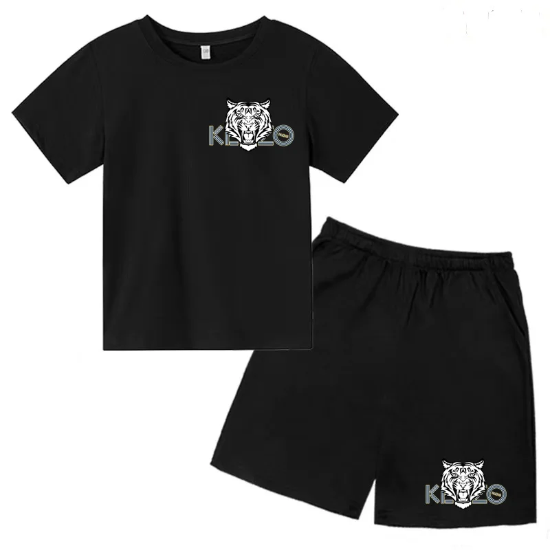 Kids Set Cartoon Print Kids Summer Boys Girls Sports T-shirt Set Casual Short Sleeve Shorts 2-piece 3-13 Years Old