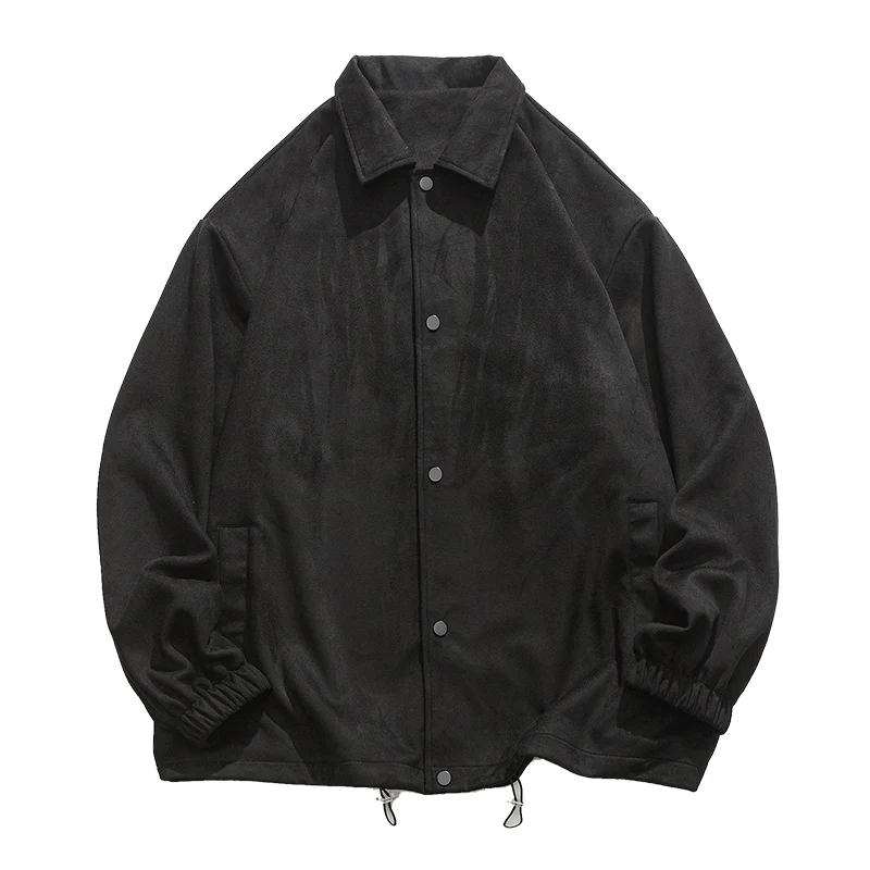 

Spring and Autumn Korean Fashionable and Versatile Mens Jacket Lapel Suede Jacket Male Loose Solid Color Casual Jackets for Men