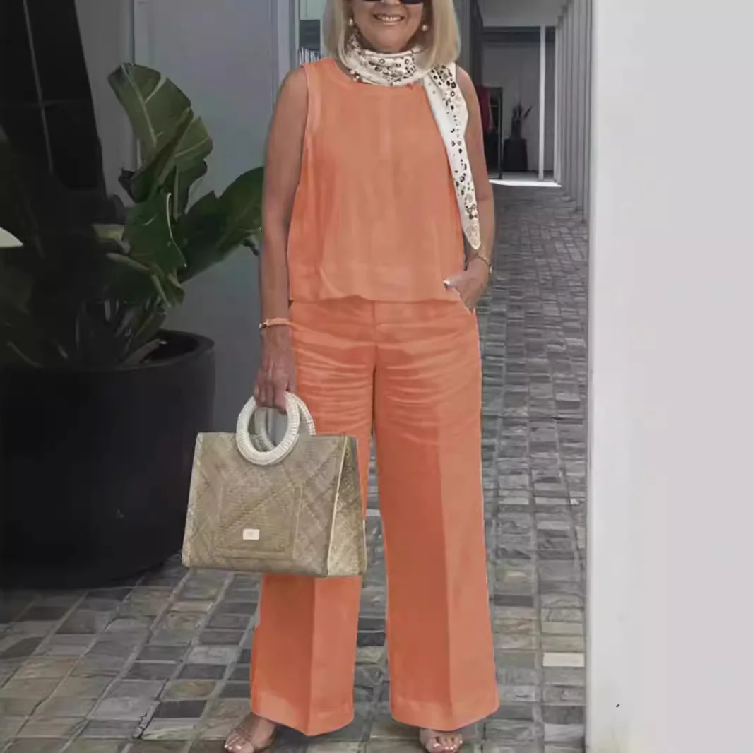 Women Cotton Linen Summer Pant Suits