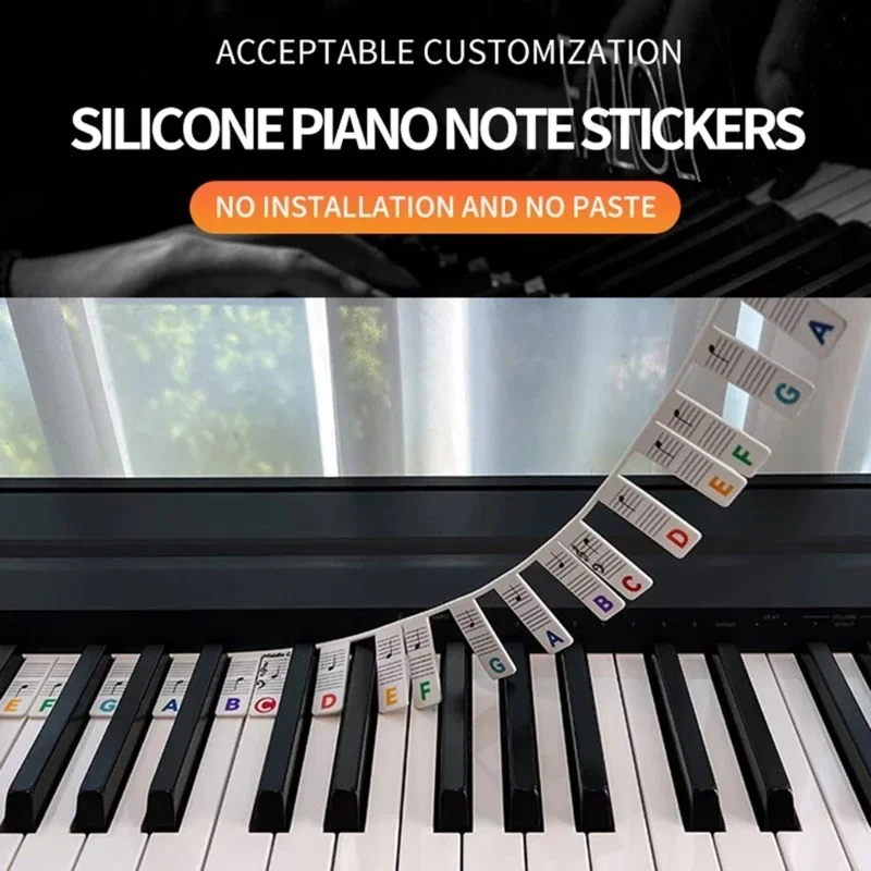 

Piano Keyboard Stickers for 88/61 Key Removable Piano Keyboard Note Labels for Learning Piano Notes Guide for Beginner