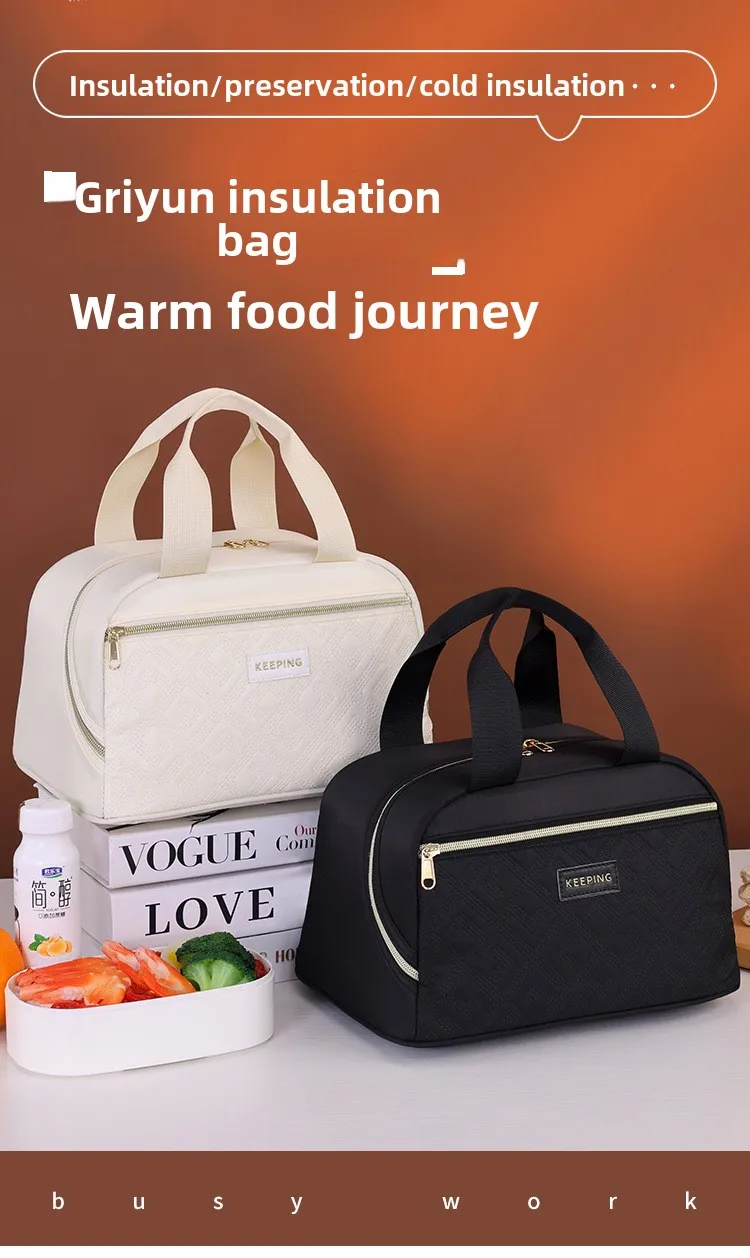 Neue stilvolle isolierte Lunchtasche – Thermo-Lebensmitteltasche für Büro, Schule und Picknick, auslaufsichere Bento-Box-Träger mit Griffen – Detail 1