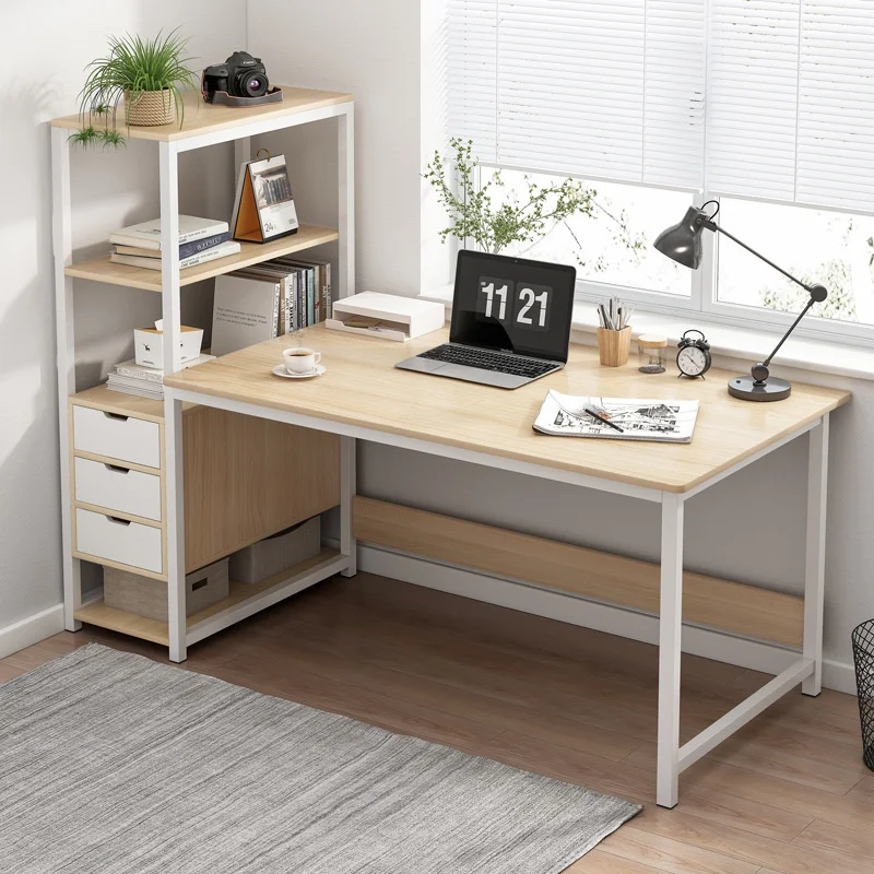 

Computer Desk Desktop Desk with Bookshelf Combination Simple Home Renting Middle School Student Bedroom Learning Writing Table
