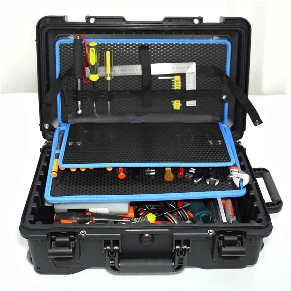 Electrician Tools Chest Organizers Outdoor Hard Case Trolley Pocket Electric Drill Toolbox Garage Toolkit with Wheels Storage 4
