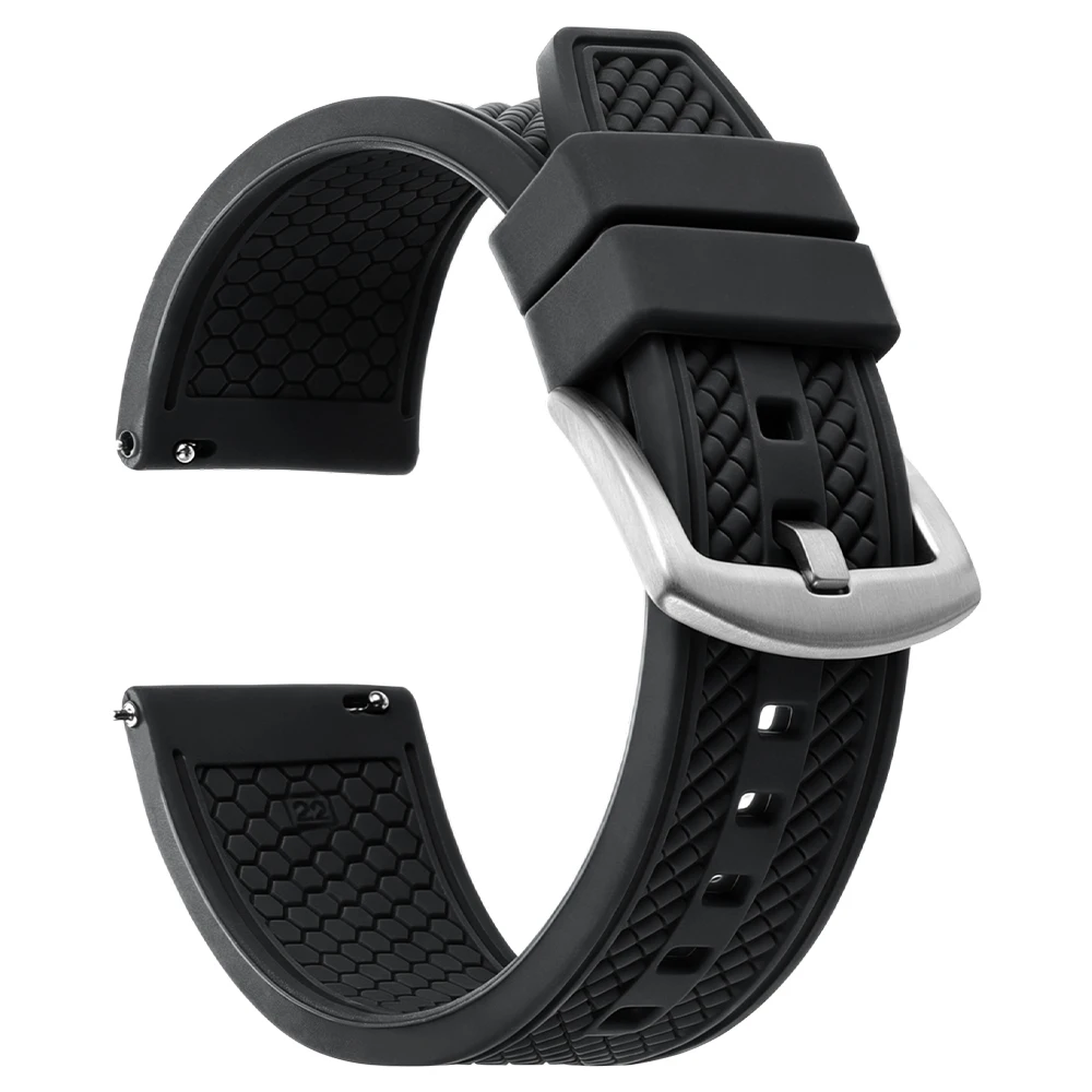 Sporty Waterproof Silicone Watch Strap - 20mm/22mm