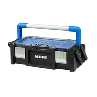 HART 18" Cantilever Organizer Resin Tool Storage Black Blue Accents Bins Metal Latches Stable Base Storage Solution Easy 1