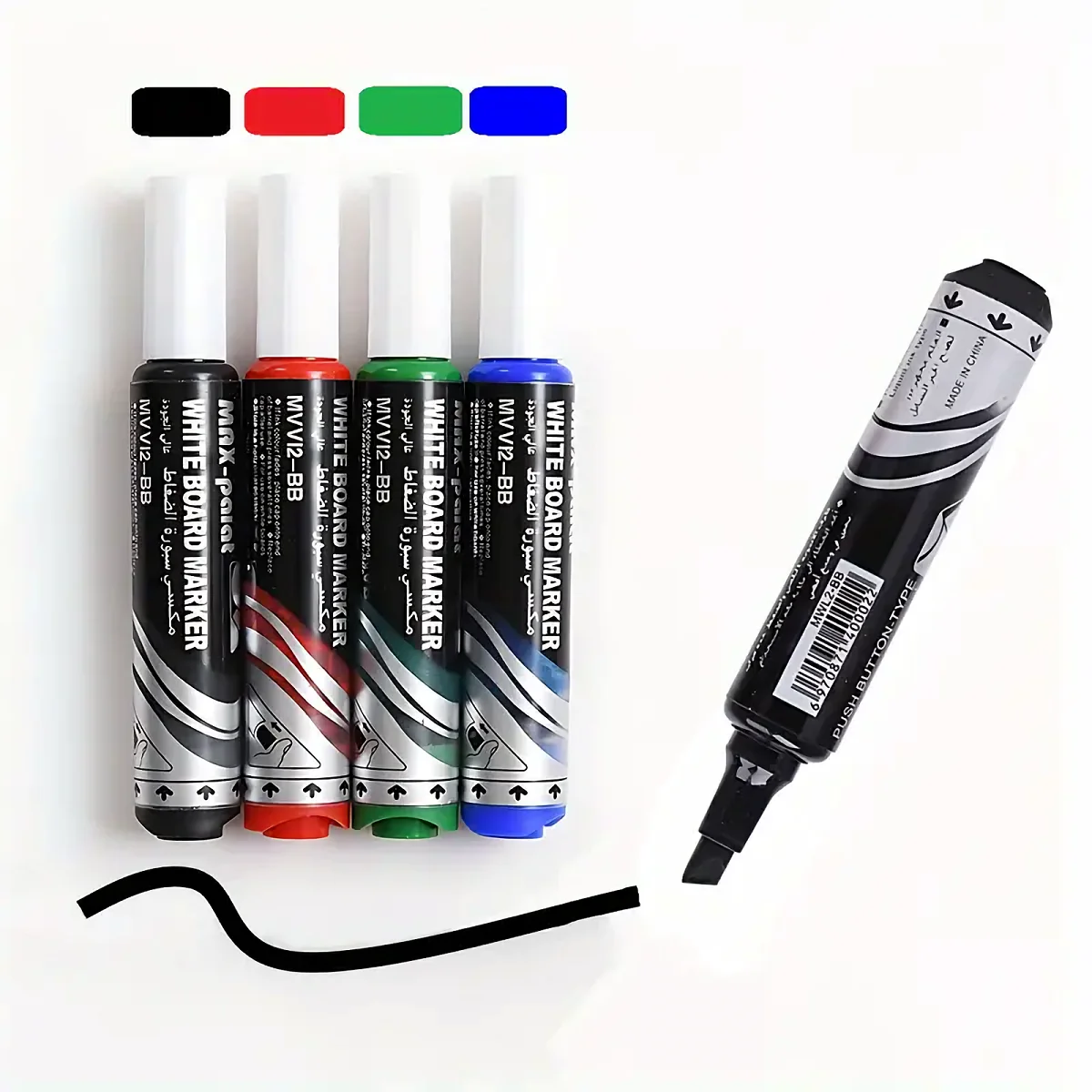 White Marker Pens Marker Pens Pen Marker Whiteboard Pens 4-Piece Push-Button Liquid Ink Whiteboard Marker Pen Vibrant Quick-Drying Low-Odor Chisel Tip for Whiteboards Office