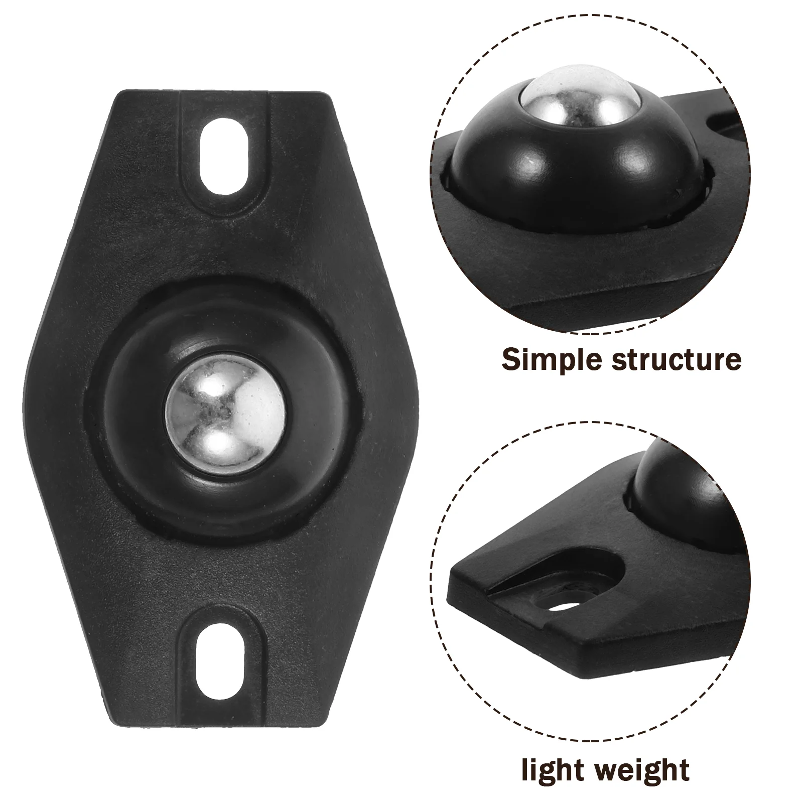 4 Pcs Ball Pulley Base Storage Bin Adhesive Casters Sticky Garbage Can Swivel Small Wheels Abs Universal Mini for Appliances 3