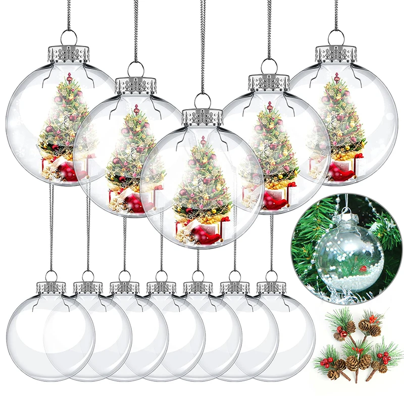 5Pcs Christmas Tree Hanging Decorations Ball Clear Plastic Round Ball Fillable  Ornaments Party Wedding Xmas Decor 4/5/6/7cm - AliExpress