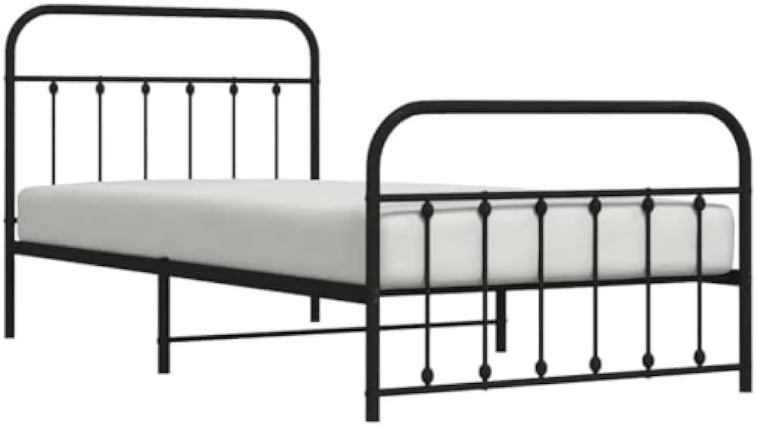 Metal Bed Frame Without Mattress with Footboard Black Headboard Bed Supportive Mattress Base ﻿ Bedstead for Bedroom 39.4"x78.7"