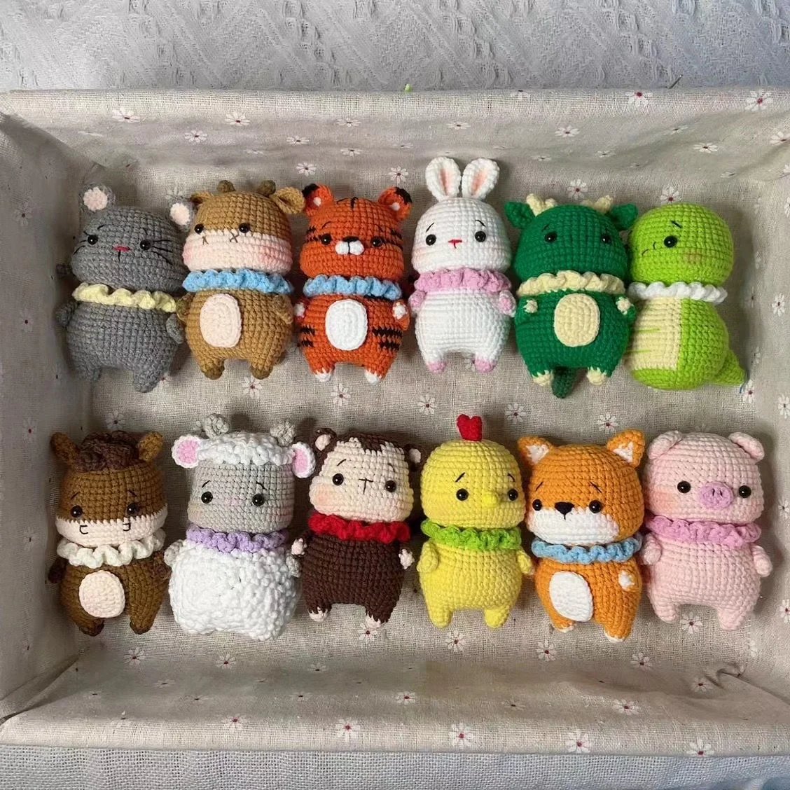 Finished Crochet Cartoon Cute Fat Animal Pig Dog Sheep Tige