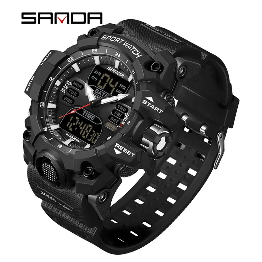 

Fashion Sanda Top Brand Sports Military Luxury Digital Electronic Watch 50m Waterproof Quartz Wristwatch Male Relogios Masculino