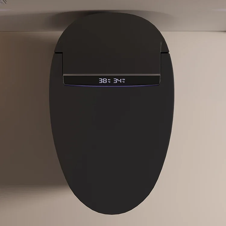 New Design P Trap Automatic One Piece Black-gold Bidet Best Sell Coloured Smart Toilet with Intelligent Voice Control 4