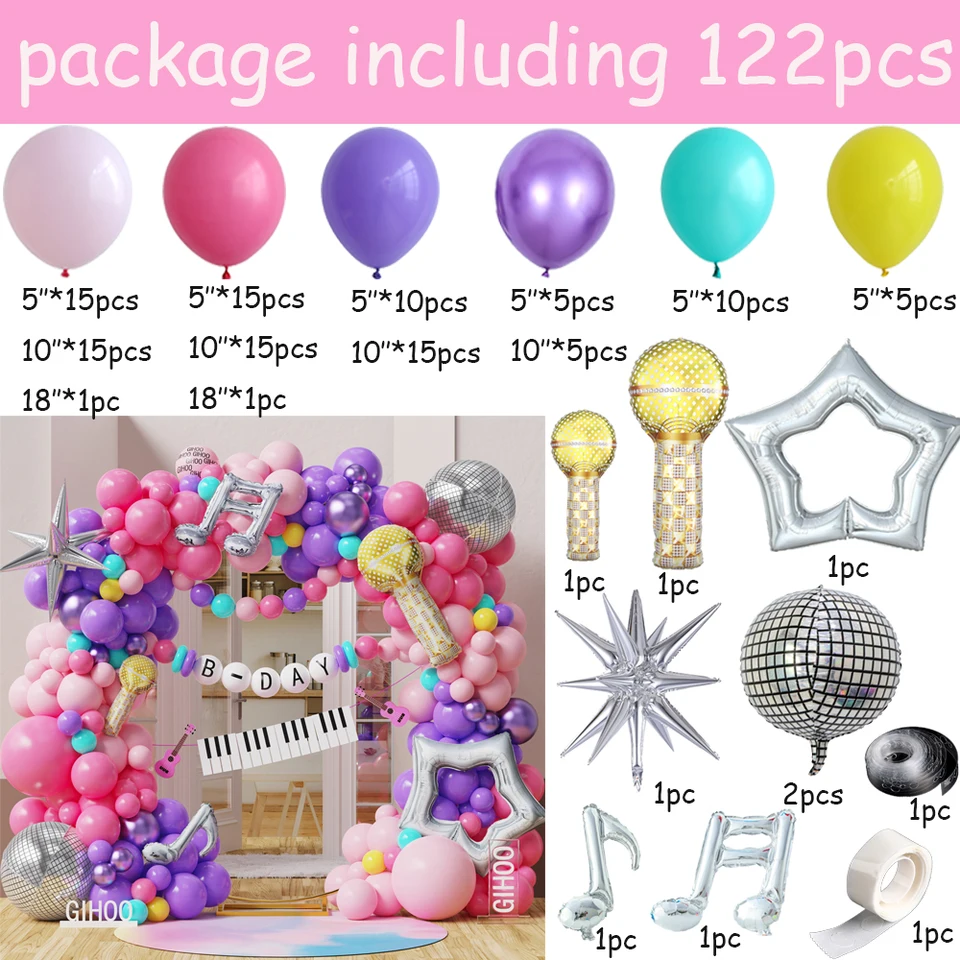 10pcs Ballon Note De Musique, Ballon En Aluminium En Aluminium Fournitures De Fête Sur Le Thème De La Musique Décorations De Fête D'Anniversaire De Mariage De Douche De Bébé (Or