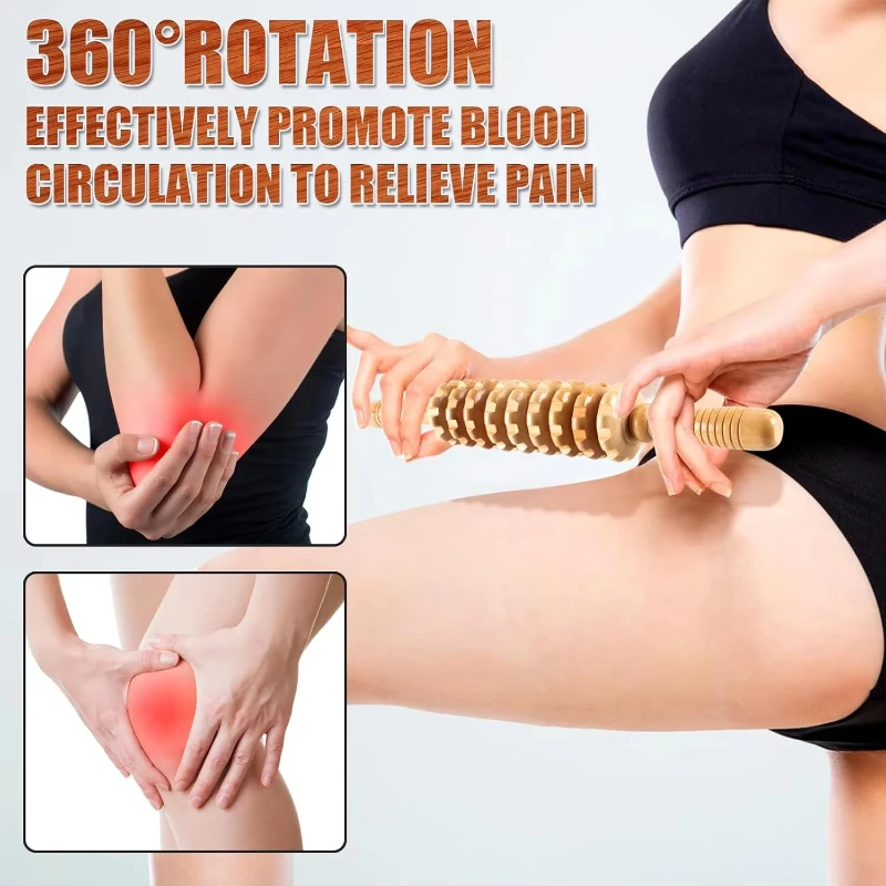 Lymphatic Drainage Wood Massage Roller for Cellulite & Muscle Relief