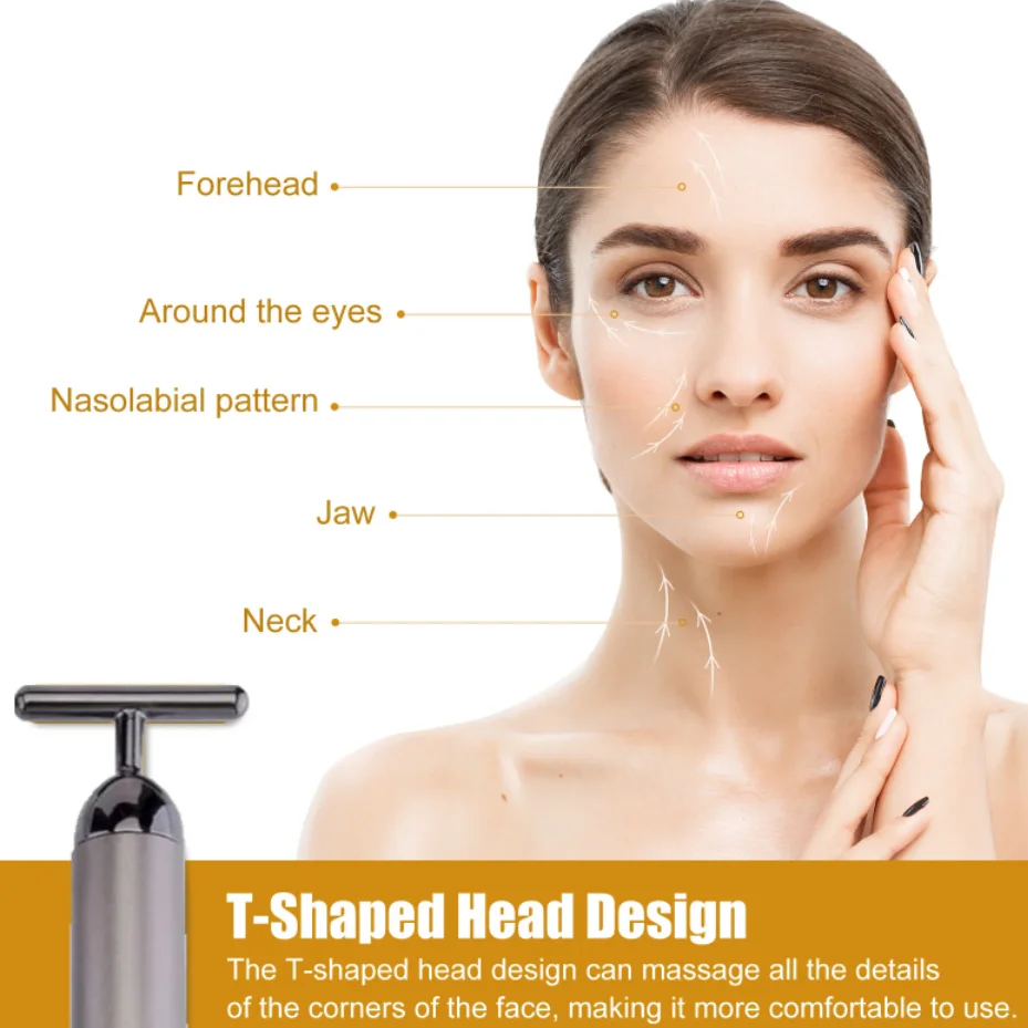 Beauty Bar 24K Gold Face Lift Firming Massager Pulse Energy Facial Roller Massage Wrinkle Treatment Skin Tightening Anti-Wrinkle