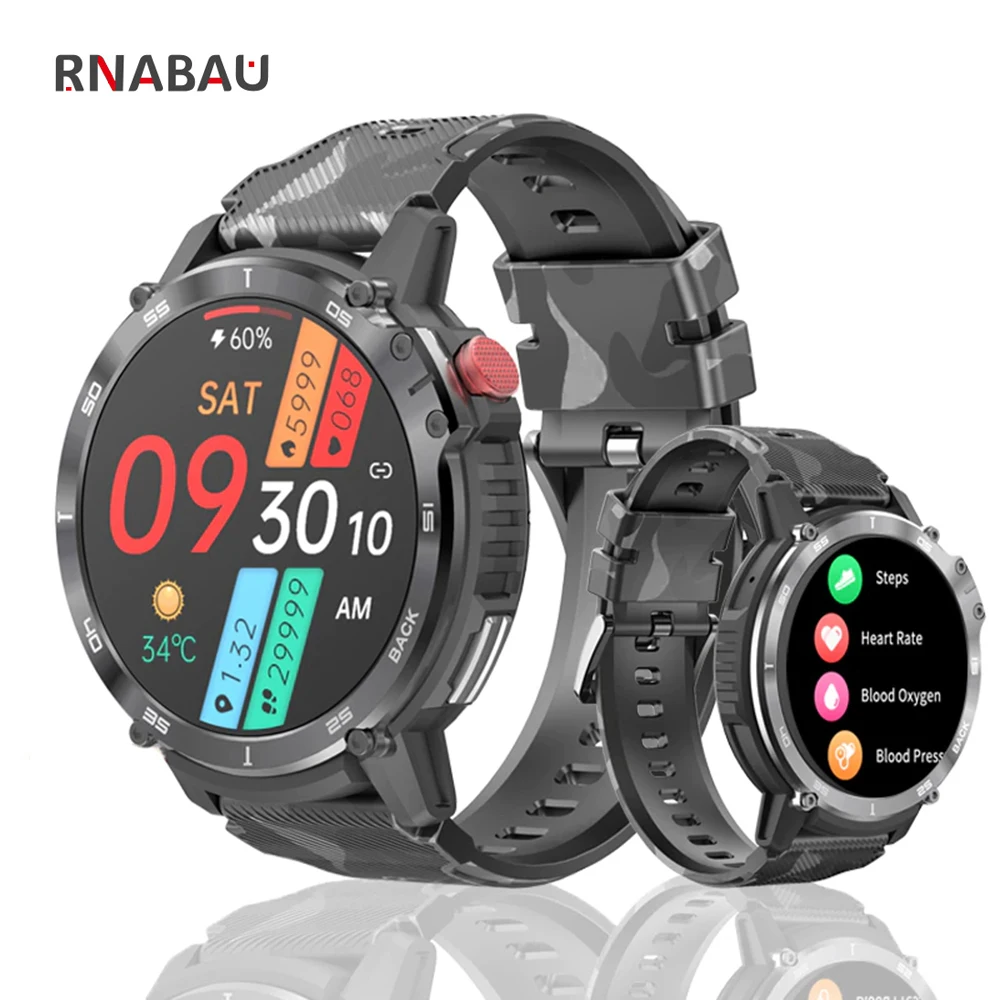

RNABAU C22 Professional Waterproof Talkable Fitness Smart Watch Bluetooth Heart Rate 1.6 Inch Large Screen