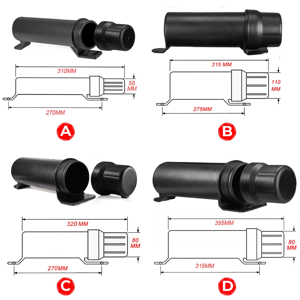Tube à Outils Moto étanche Et Antichoc - Grande Capacité 315x84 Mm - Noir - Universel