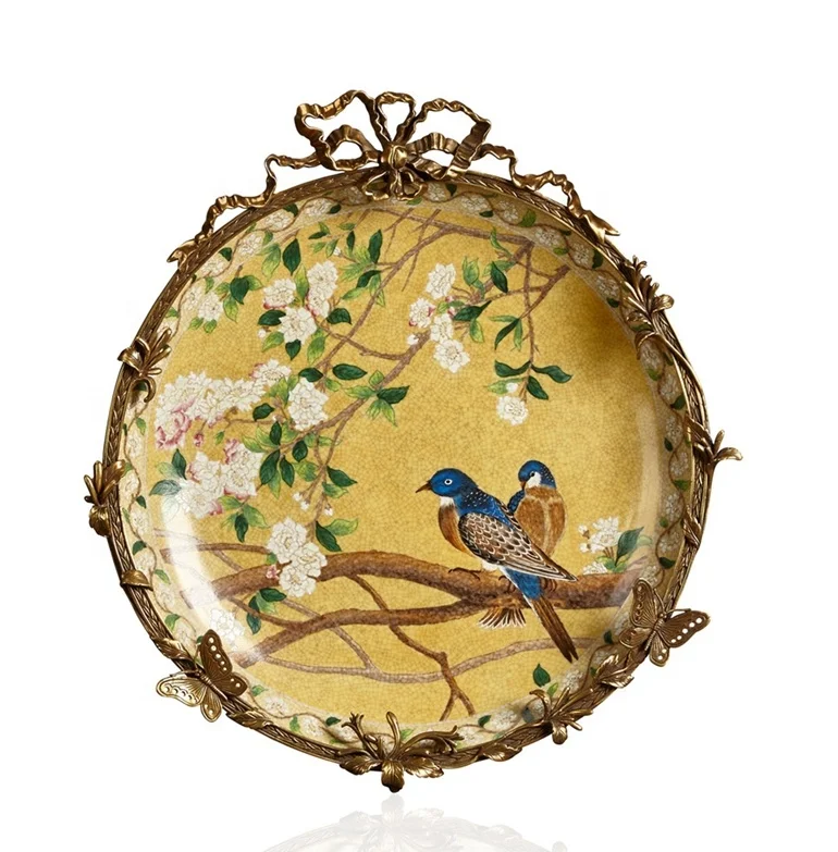 

Керамика с латунной росписью, узор, настенные подвески, пластина, Декор для дома, аксессуары для рукоделия, желтые украшения для стены