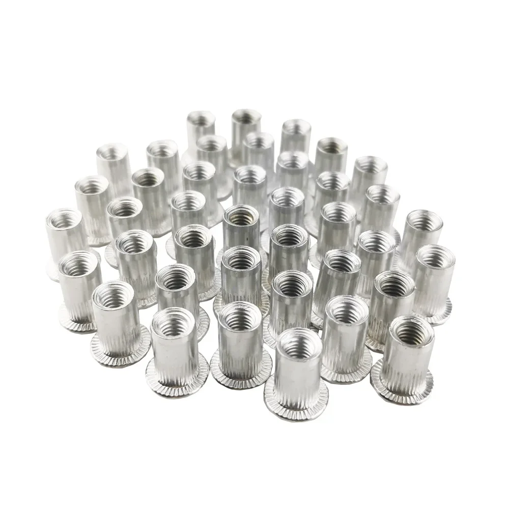 ALLSOME 300Pcs Aluminum Alloy Rivet Nut Flat Head Threaded Rivet Insert Nut Insert Reveting M3 M4 M5 M6 M8 M10 M12 HT2773