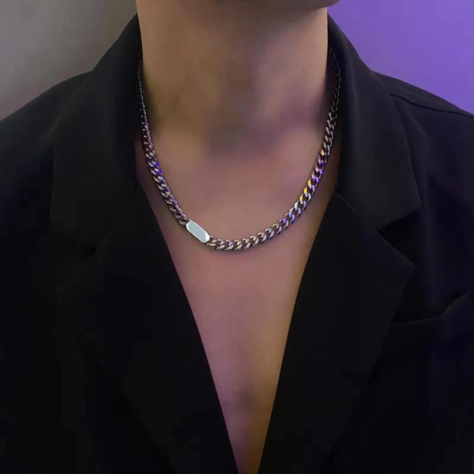 Women Men Titanium Steel Necklace Hip Hop Style Adjustable Clavicle Chain Jewelry Accessories Ideal Gift