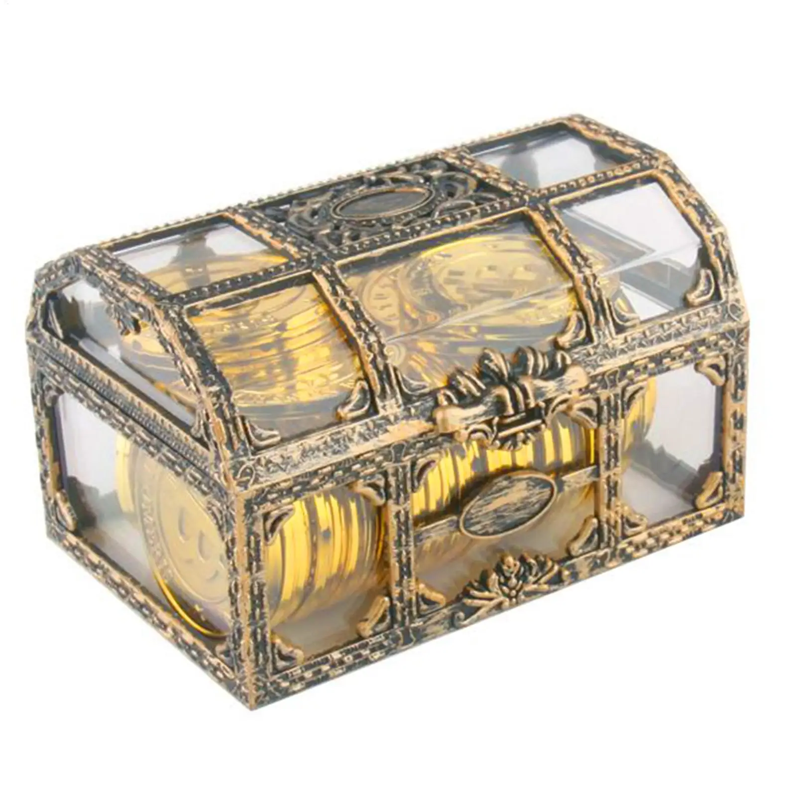 1PC ABS Transparent Pirate Treasure Box Crystal Gem Jewelry Box Storage ...