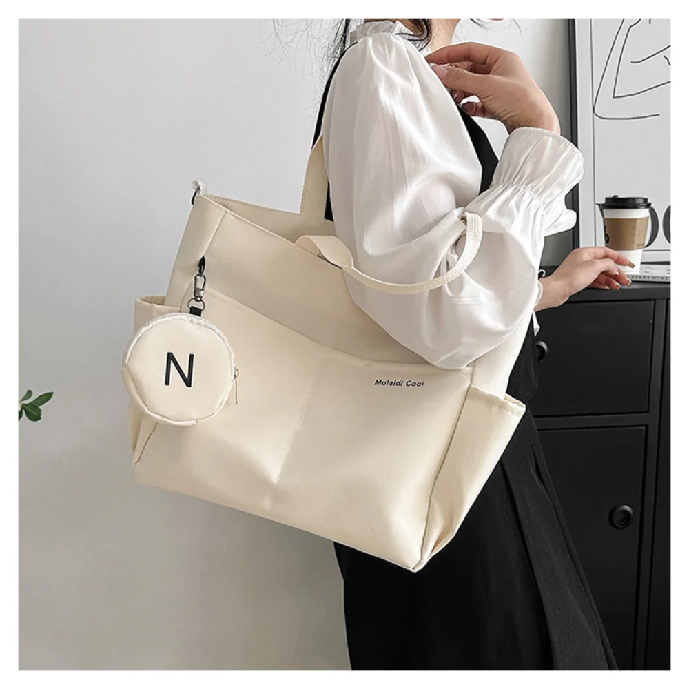 

Large Capacity Tote Bag Japanese Casual Solid Oxford Waterproof Travel Underarm Shoulder Bag Females College Book Handbag