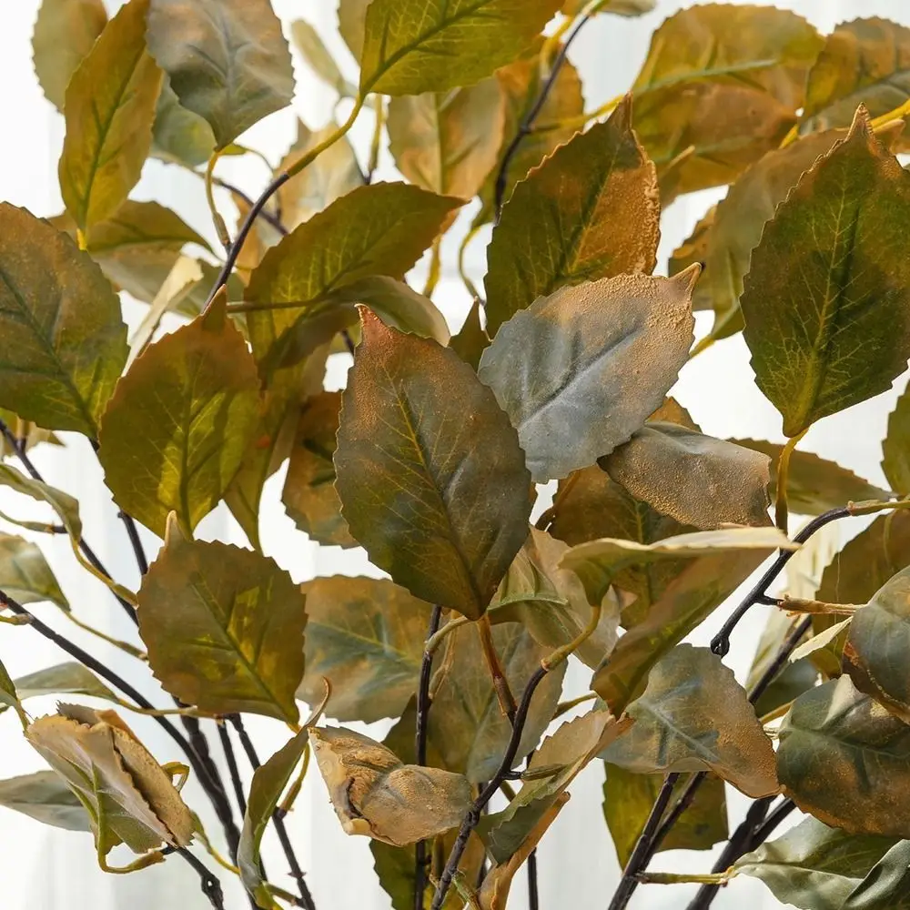 Lifelike Artificial Persimmon Leaves Handmade Realistic Fake Persimmon Leaves Luxury Simulated Flowers Outdoor Garden Decor