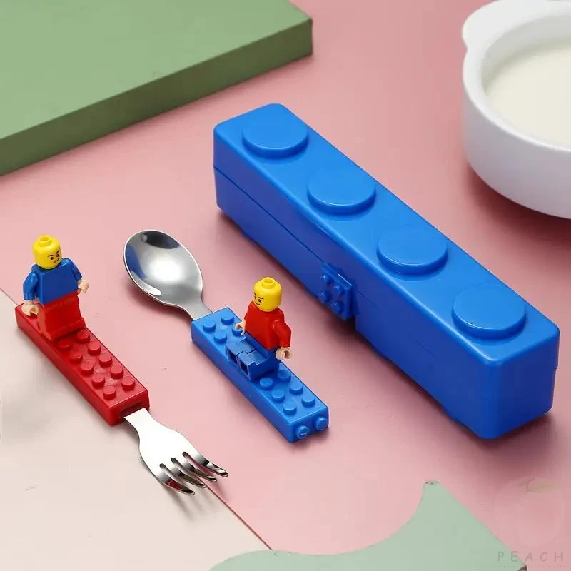 Stainless Steel Cutlery Set Portable Creative Building Blocks Children's Assembled Fork And Spoon