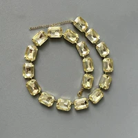 Collier en cristal coloré taillé de luxe pour femme, ensemble de verre rectangulaire, collier de mode simple, Rotterdam 6