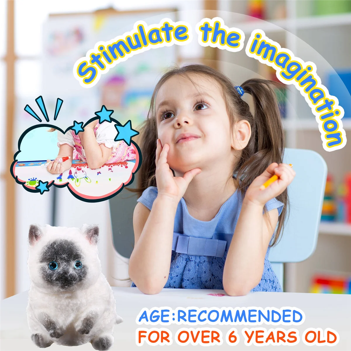 BAAU Medium Squishy Cat Toys Stress Relief Cat Squishy Toys Funny Soft Stress Toy Gifts,A