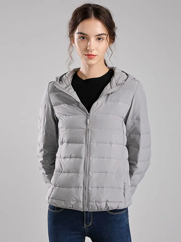 2023 New Seamless Down Jackets Women Autumn Winter Hooded Windproof Fluffy Duck Down Coat Female Warm Parkas Chaqueta Mujer