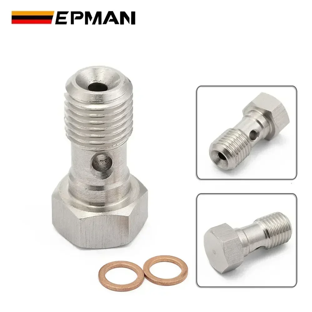 EPMAN Performance Banjo Bolt Single Stainless Steel 7/16" X 20 UNF,-4 AN /-3 AN / M12 M10 Turbo Brake Line Universal EPCGQ79 brake oil connector,brake adapter,racing brake hose lines,bike brake cable,brake cable connector