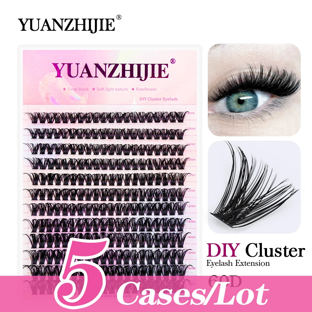 

YUANZHIJIE 5Cases/Lot Natural DIY Eyelash Extensions C/D Curl 0.07mm 8-16mm&Mix Individual Lash DIY Eyelashes Extensions at Home
