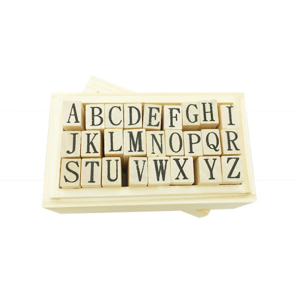 Wooden ABC Stamps 26 Pieces Alphabet Stamps Letters Wood Mounted Rubber Stamps for Making DIY Crafts Scrapbooking 40pcs diy craft stamps scrapbook letter number stamps diary alphabet stamps notebook stamps